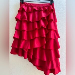 Ruffle asymmetric skirt Red Size M